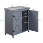 Patio Storage Cabinet, with Galvanized Top and Shelves, Rust Proof, Double-door with Handle, Elevated Feet, for Yard Tool, Grey - Image 3