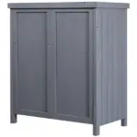 Patio Storage Cabinet, with Galvanized Top and Shelves, Rust Proof, Double-door with Handle, Elevated Feet, for Yard Tool, Grey - Image 7