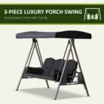 Outsunny Patio Swing 3-Person Steel Canopy Bench with Side Trays Padded Comfort in Black - Image 7