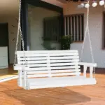 Patio Swing Retreat 46" 2-Person White Bench with Cup Holders, 440lb Capacity - Image 2