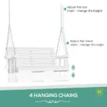 Patio Swing Retreat 46" 2-Person White Bench with Cup Holders, 440lb Capacity - Image 4