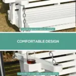 Patio Swing Retreat 46" 2-Person White Bench with Cup Holders, 440lb Capacity - Image 5
