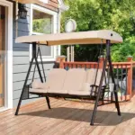 Outsunny 3-Seat, Canopy Shade, Removable Cushions, Side Trays in Beige Elegance - Image 2