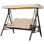 Outsunny 3-Seat, Canopy Shade, Removable Cushions, Side Trays in Beige Elegance - Image 11