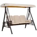 Outsunny 3-Seat, Canopy Shade, Removable Cushions, Side Trays in Beige Elegance