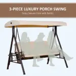 Outsunny 3-Seat, Canopy Shade, Removable Cushions, Side Trays in Beige Elegance - Image 7