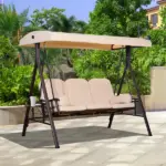 Outsunny 3-Seat, Canopy Shade, Removable Cushions, Side Trays in Beige Elegance - Image 10