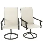 Outsunny Patio Swivel Chairs Set of 2, High Back Patio Dining Chairs with All-Weather Mesh for Backyard, Lawn, Garden, Beige
