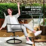 Outsunny Patio Swivel Chairs Set of 2, High Back Patio Dining Chairs with All-Weather Mesh for Backyard, Lawn, Garden, Beige - Image 4