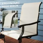 Outsunny Patio Swivel Chairs Set of 2, High Back Patio Dining Chairs with All-Weather Mesh for Backyard, Lawn, Garden, Beige - Image 6