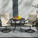 Outsunny Patio Swivel Chairs Set of 2, High Back Patio Dining Chairs with All-Weather Mesh for Backyard, Lawn, Garden, Beige - Image 7