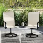 Outsunny Patio Swivel Chairs Set of 2, High Back Patio Dining Chairs with All-Weather Mesh for Backyard, Lawn, Garden, Beige - Image 9