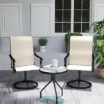Outsunny Patio Swivel Chairs Set of 2, High Back Patio Dining Chairs with All-Weather Mesh for Backyard, Lawn, Garden, Beige - Image 10