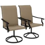 Outsunny Patio Swivel Chairs Set of 2, High Back Patio Dining Chairs with All-Weather Mesh for Backyard, Lawn, Garden, Brown - Image 11