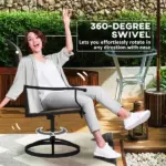Outsunny Patio Swivel Chairs Set of 2, High Back Patio Dining Chairs with All-Weather Mesh for Backyard, Lawn, Garden, Brown - Image 4