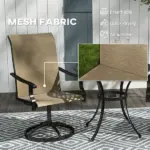 Outsunny Patio Swivel Chairs Set of 2, High Back Patio Dining Chairs with All-Weather Mesh for Backyard, Lawn, Garden, Brown - Image 5
