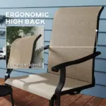 Outsunny Patio Swivel Chairs Set of 2, High Back Patio Dining Chairs with All-Weather Mesh for Backyard, Lawn, Garden, Brown - Image 6