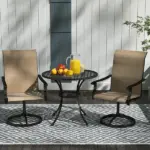 Outsunny Patio Swivel Chairs Set of 2, High Back Patio Dining Chairs with All-Weather Mesh for Backyard, Lawn, Garden, Brown - Image 7