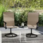 Outsunny Patio Swivel Chairs Set of 2, High Back Patio Dining Chairs with All-Weather Mesh for Backyard, Lawn, Garden, Brown - Image 9