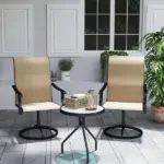 Outsunny Patio Swivel Chairs Set of 2, High Back Patio Dining Chairs with All-Weather Mesh for Backyard, Lawn, Garden, Brown - Image 10