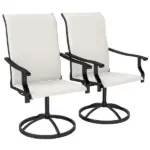 Outsunny Patio Swivel Chairs Set of 2, High Back Patio Dining Chairs with All-Weather Mesh for Backyard, Lawn, Garden, Cream - Image 11