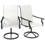 Outsunny Patio Swivel Chairs Set of 2, High Back Patio Dining Chairs with All-Weather Mesh for Backyard, Lawn, Garden, Cream