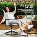 Outsunny Patio Swivel Chairs Set of 2, High Back Patio Dining Chairs with All-Weather Mesh for Backyard, Lawn, Garden, Cream - Image 4