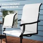 Outsunny Patio Swivel Chairs Set of 2, High Back Patio Dining Chairs with All-Weather Mesh for Backyard, Lawn, Garden, Cream - Image 6