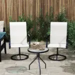 Outsunny Patio Swivel Chairs Set of 2, High Back Patio Dining Chairs with All-Weather Mesh for Backyard, Lawn, Garden, Cream - Image 8