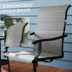 Patio Swivel Chairs Set of 2, High Back Patio Dining Chairs with All-Weather Mesh for Backyard, Lawn, Garden, Gray - Image 6