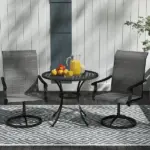 Patio Swivel Chairs Set of 2, High Back Patio Dining Chairs with All-Weather Mesh for Backyard, Lawn, Garden, Gray - Image 7