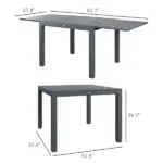 Patio Table for 6-8 People Dark Gray Aluminum Frame Rectangle Garden Table with Wood Effect Steel Top for Backyard - Image 3