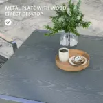 Patio Table for 6-8 People Dark Gray Aluminum Frame Rectangle Garden Table with Wood Effect Steel Top for Backyard - Image 6