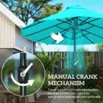 Outsunny Patio Umbrella, 15 ft Steel Rectangular Outdoor Double Sided Market Umbrella with Base, Sun Protection and Easy Crank, Blue - Image 5