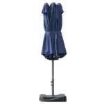 Outsunny Patio Umbrella 15' Steel Rectangular Outdoor Double Sided Market with base, UV Sun Protection and Easy Crank for Deck Pool Patio, Dark Blue - Image 12