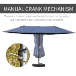 Outsunny Patio Umbrella 15' Steel Rectangular Outdoor Double Sided Market with base, UV Sun Protection and Easy Crank for Deck Pool Patio, Dark Blue - Image 5