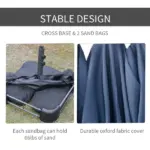Outsunny Patio Umbrella 15' Steel Rectangular Outdoor Double Sided Market with base, UV Sun Protection and Easy Crank for Deck Pool Patio, Dark Blue - Image 7