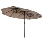 Outsunny Patio Umbrella 15 Ft Double-Sided Outdoor Market Extra Large Umbrella with Crank Handle for Deck, Lawn, Backyard and Pool, Tan - Image 11