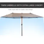 Outsunny Patio Umbrella 15 Ft Double-Sided Outdoor Market Extra Large Umbrella with Crank Handle for Deck, Lawn, Backyard and Pool, Tan - Image 4