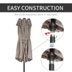 Outsunny Patio Umbrella 15 Ft Double-Sided Outdoor Market Extra Large Umbrella with Crank Handle for Deck, Lawn, Backyard and Pool, Tan - Image 6