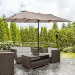 Outsunny Patio Umbrella 15 Ft Double-Sided Outdoor Market Extra Large Umbrella with Crank Handle for Deck, Lawn, Backyard and Pool, Tan - Image 7