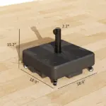 Outsunny Patio Umbrella Base Outdoor Umbrella Stand with Wheels for 1.5 Inch/1.9 Inch Poles - Image 3