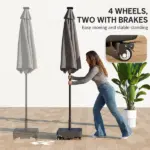 Outsunny Patio Umbrella Base Outdoor Umbrella Stand with Wheels for 1.5 Inch/1.9 Inch Poles - Image 4