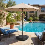 Outsunny Patio Umbrella Base Outdoor Umbrella Stand with Wheels for 1.5 Inch/1.9 Inch Poles - Image 9