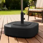 Outsunny Patio Umbrella Base Outdoor Umbrella Stand with Wheels for 1.5"/1.9" Umbrella Poles Black - Image 2