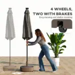 Outsunny Patio Umbrella Base Outdoor Umbrella Stand with Wheels for 1.5"/1.9" Umbrella Poles Brown - Image 4