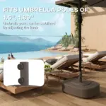 Outsunny Patio Umbrella Base Outdoor Umbrella Stand with Wheels for 1.5"/1.9" Umbrella Poles Brown - Image 6