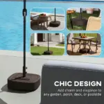 Outsunny Patio Umbrella Base Outdoor Umbrella Stand with Wheels for 1.5"/1.9" Umbrella Poles Brown - Image 7