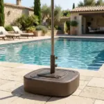 Outsunny Patio Umbrella Base Outdoor Umbrella Stand with Wheels for 1.5"/1.9" Umbrella Poles Brown - Image 8