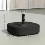 Outsunny Patio Umbrella Base Outdoor Umbrella Stand with Wheels for 1.5"/1.9" Umbrella Poles Black - Image 3
